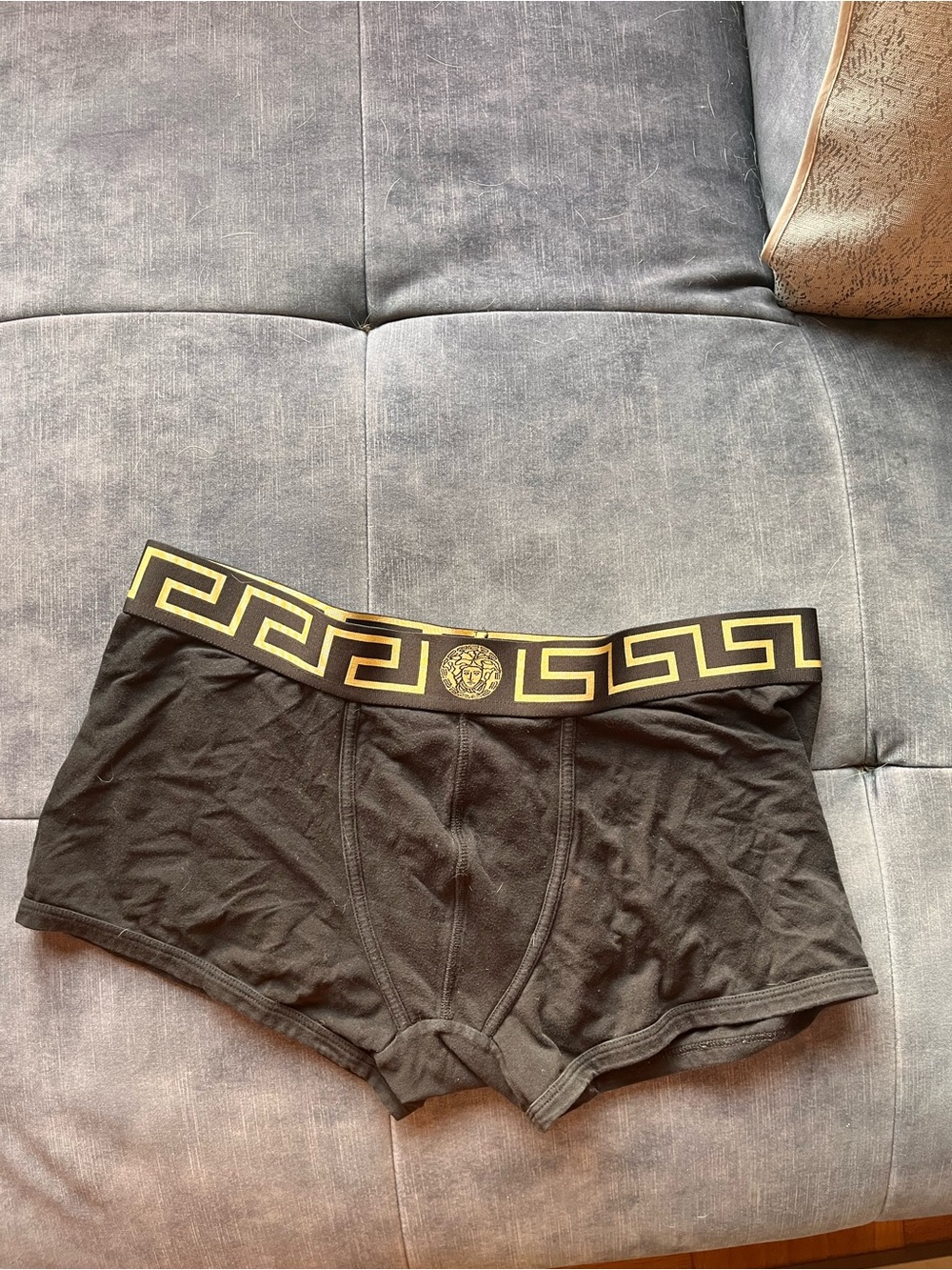 Versace Black boxers with Gold Greek Key Waistband